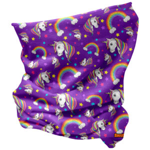 Girls Unicorn and Rainbow Multifunctional Snood scarf hat
