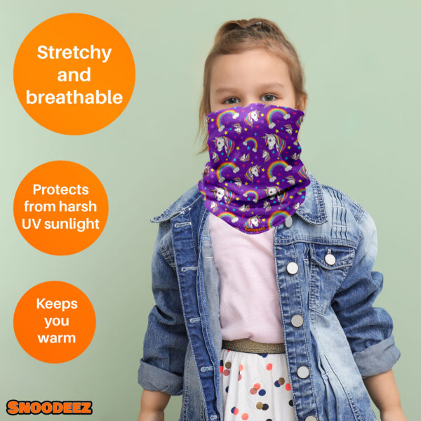 Girls Unicorn and Rainbow Multifunctional Snood scarf hat